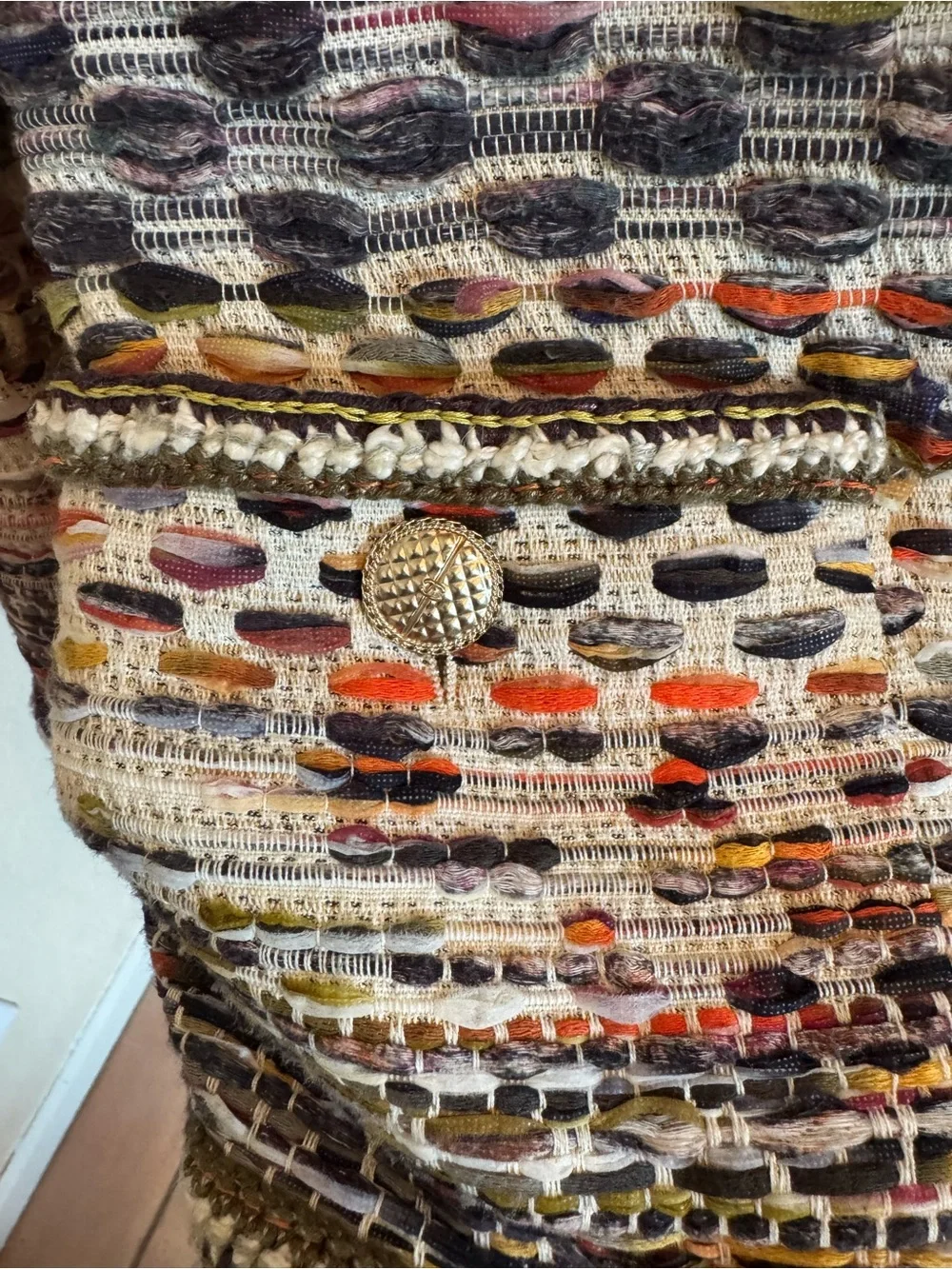 CHANEL Multicolor Woven Tweed Jacket with Cream Base